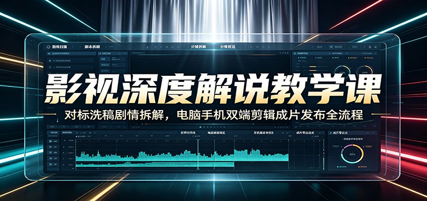 影视深度解说教学课：对标洗稿剧情拆解，电脑手机双端剪辑成片发布全流程-米壳知道—知识分享平台