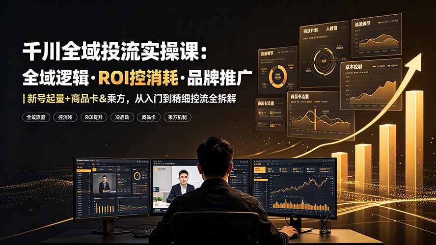 千川全域投流实操课:全域逻辑·ROI控消耗·品牌推广|新号起量+商品卡&乘方,从入门到精细控流全拆解-米壳知道—知识分享平台