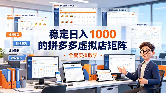 稳定日入 1000 的拼多多虚拟店矩阵，全套实操教学-米壳知道—知识分享平台