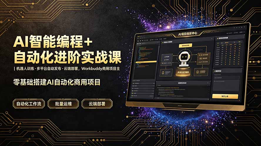 AI智能编程+自动化进阶实战课｜机器人训练·多平台自动发布·云端部署，Workbuddy商用项目全流程教学-米壳知道—知识分享平台
