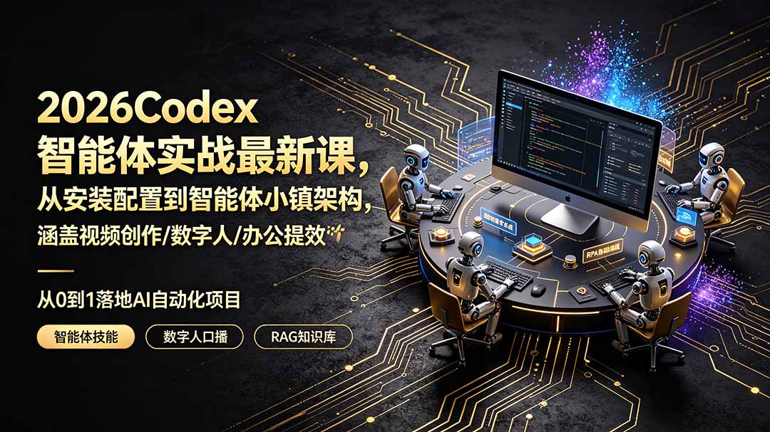 2026Codex智能体实战最新课，从安装配置到智能体小镇架构，涵盖视频创作/数字人/办公提效全技能-米壳知道—知识分享平台