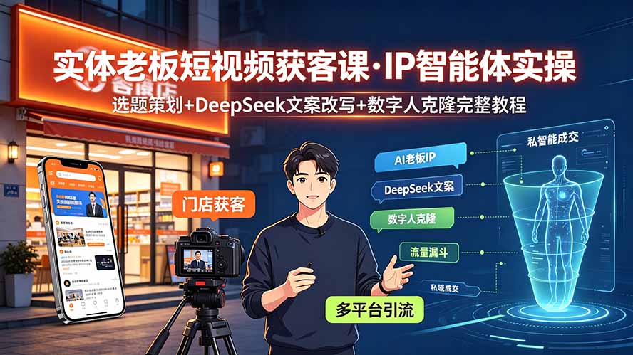 实体老板短视频获客课·IP智能体实操｜选题策划+DeepSeek文案改写+数字人克隆完整教程-米壳知道—知识分享平台