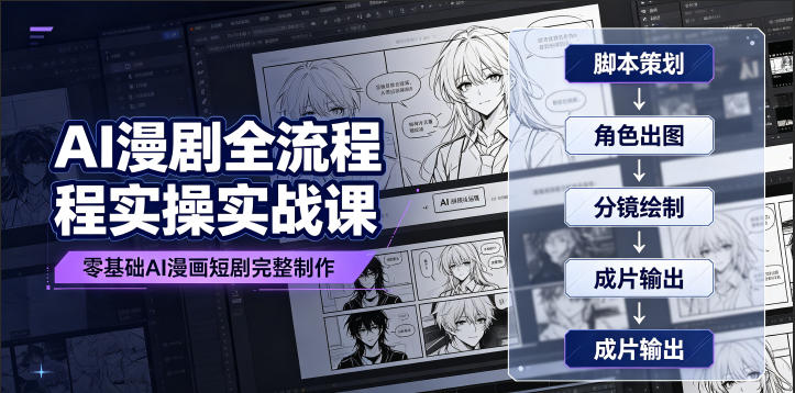 AI漫剧全流程实操实战课｜零基础AI漫画短剧完整制作、脚本出图成片全链路落地教程-米壳知道—知识分享平台