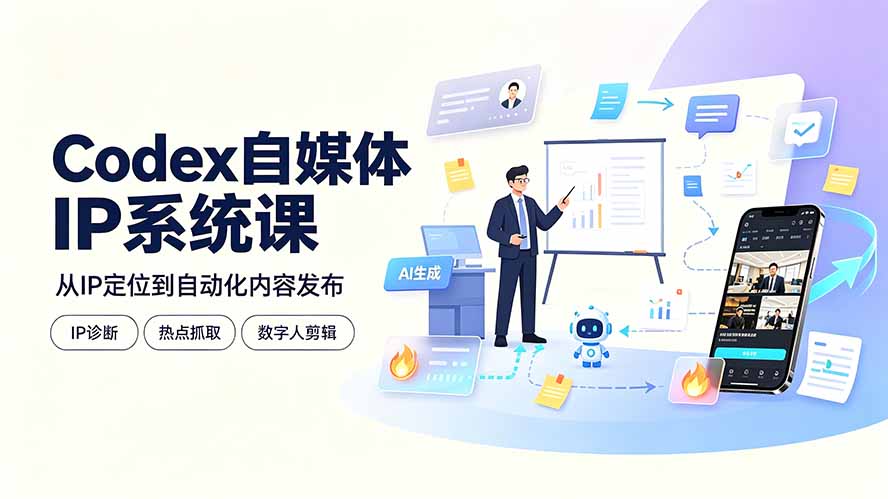 Codex自媒体IP系统课：IP诊断/热点抓取/IP蒸馏 Skill，爆款复刻数字人多平台自动发布教程-米壳知道—知识分享平台