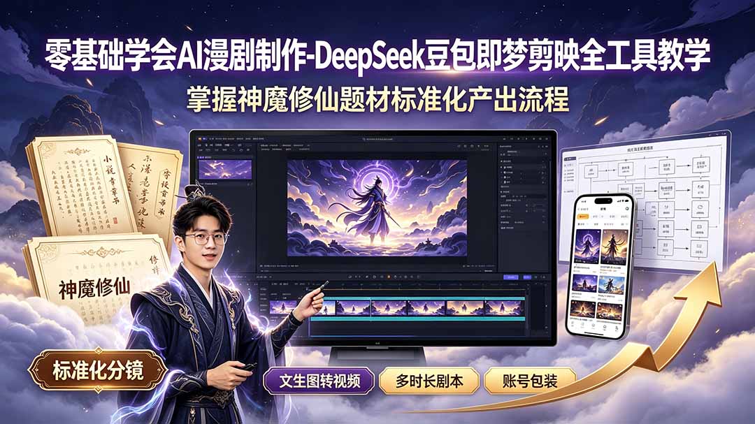 零基础学会AI漫剧制作-DeepSeek豆包即梦剪映全工具教学，掌握神魔修仙题材标准化产出流程-米壳知道—知识分享平台
