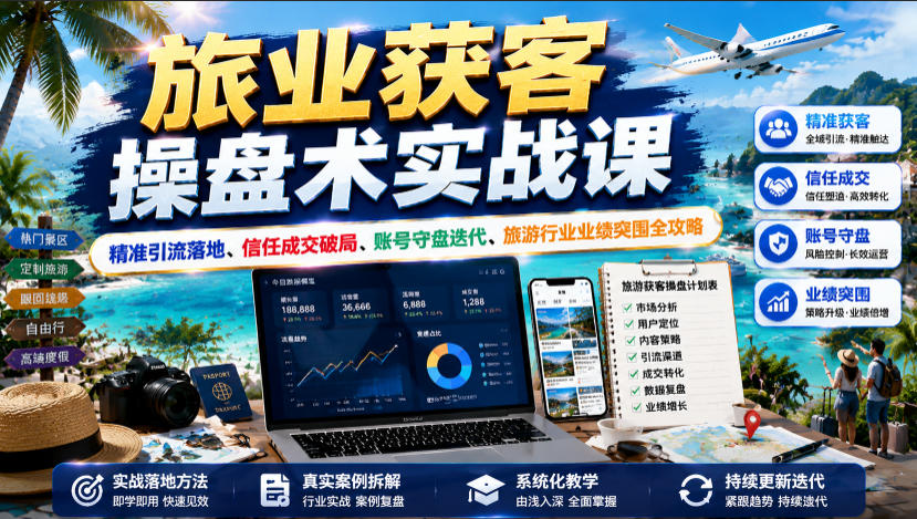 旅业获客操盘术实战课｜精准引流落地、信任成交破局、账号守盘迭代、旅游行业业绩突围全攻略-米壳知道—知识分享平台