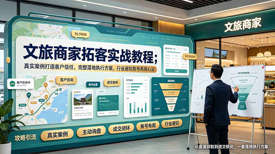 文旅商家拓客实战教程；真实案例打造客户信任，完整落地执行方案，行业避坑账号布局心法-米壳知道—知识分享平台