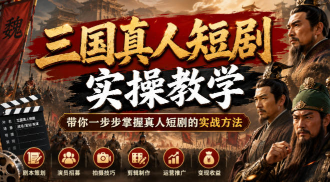 三国真人短剧实操教学，带你一步步掌握真人短剧的实战方法-米壳知道—知识分享平台