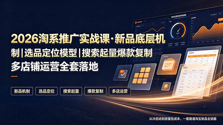 2026淘系推广实战课·新品底层机制｜选品定位模型｜搜索起量爆款复制多店铺运营全套落地教程-米壳知道—知识分享平台