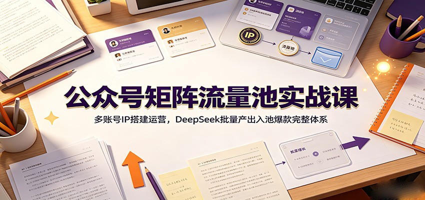 公众号矩阵流量池实战课：多账号IP搭建运营，DeepSeek批量产出入池爆款完整体系-米壳知道—知识分享平台