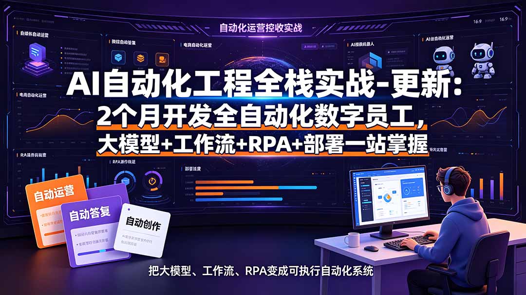 AI自动化工程全栈实战-更新：2个月开发全自动化数字员工，大模型+工作流+RPA+部署一站式掌握-米壳知道—知识分享平台