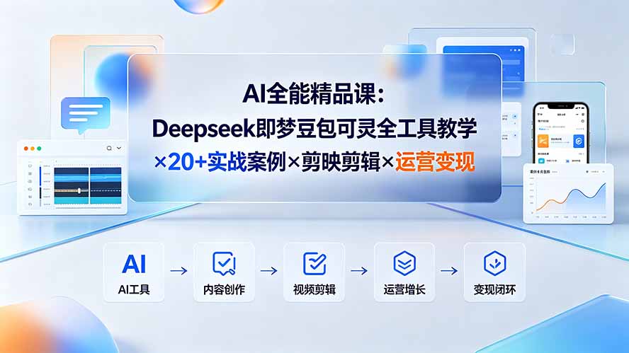 AI全能精品课：Deepseek即梦豆包可灵全工具教学×20+实战案例×剪映剪辑×运营变现-米壳知道—知识分享平台