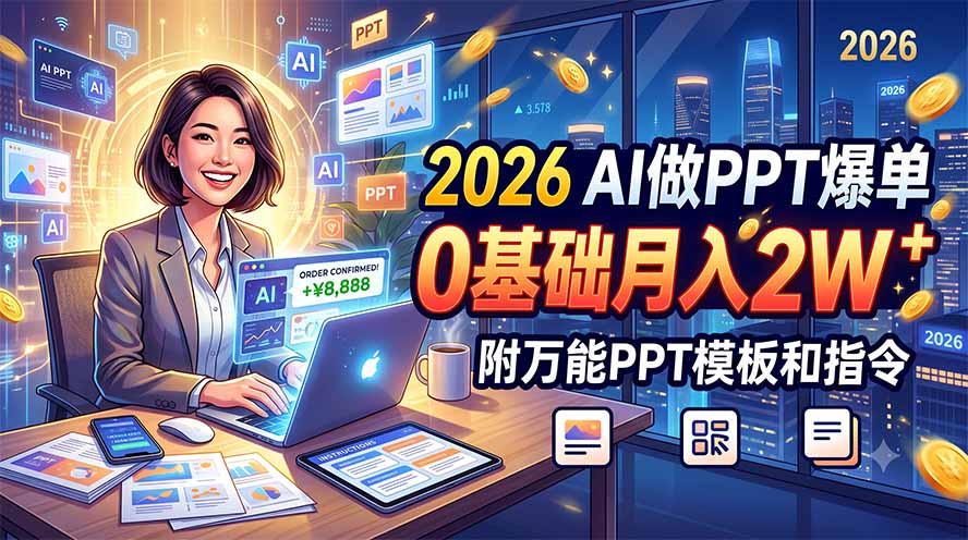 2026 AI做PPT爆单，0基础月入2W，附万能PPT模板和指令-米壳知道—知识分享平台