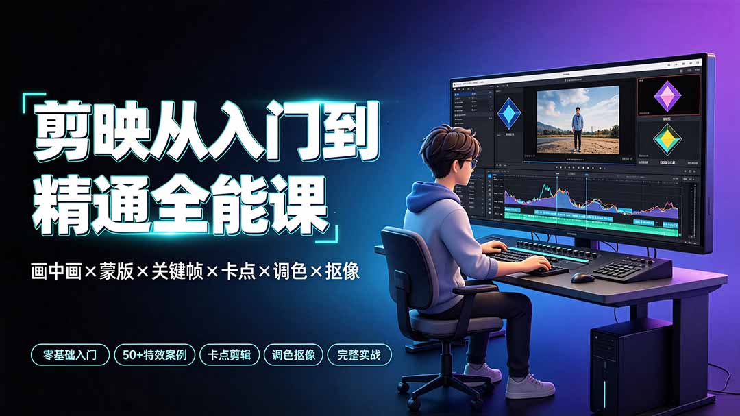 剪映从入门到精通全能课：画中画×蒙版×关键帧×卡点×调色×抠像，一站式掌握剪辑核心技能-米壳知道—知识分享平台