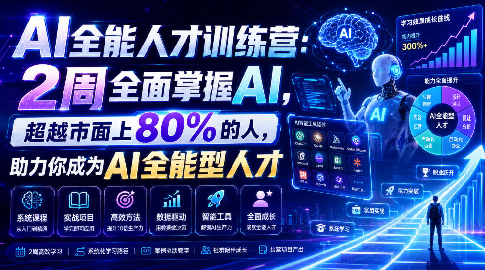 AI全能人才训练营：2周全面掌握AI，超越市面上80%的人，助力你成为AI全能型人才-米壳知道—知识分享平台