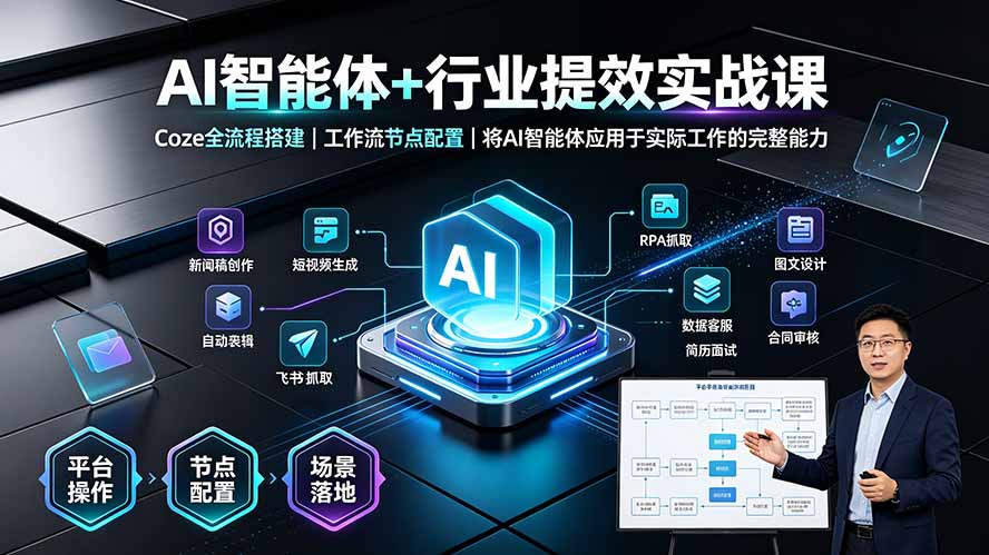 AI智能体+行业提效实战课·Coze全流程搭建｜工作流节点配置｜将AI智能体应用于实际工作的完整能力-米壳知道—知识分享平台