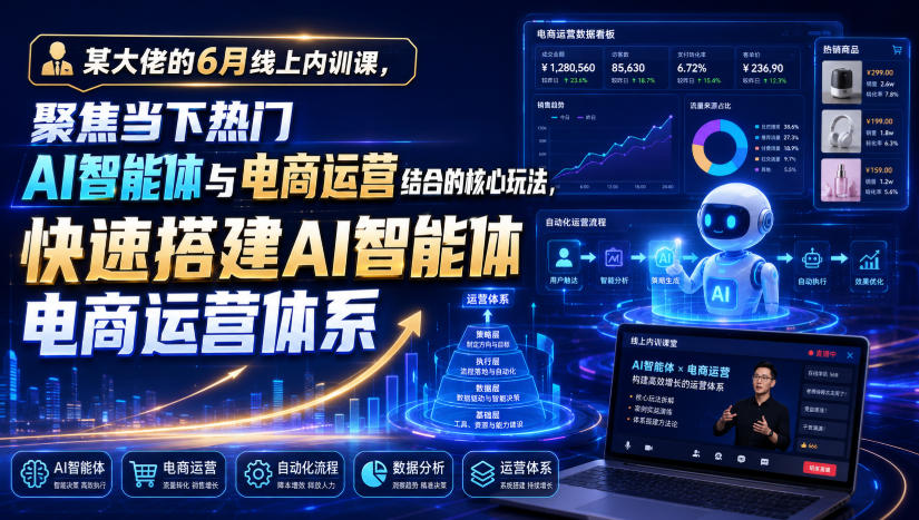 某大佬的6月线上内训课,聚焦当下热门AI智能体与电商运营结合的核心玩法,快速搭建AI智能体电商运营体系-米壳知道—知识分享平台