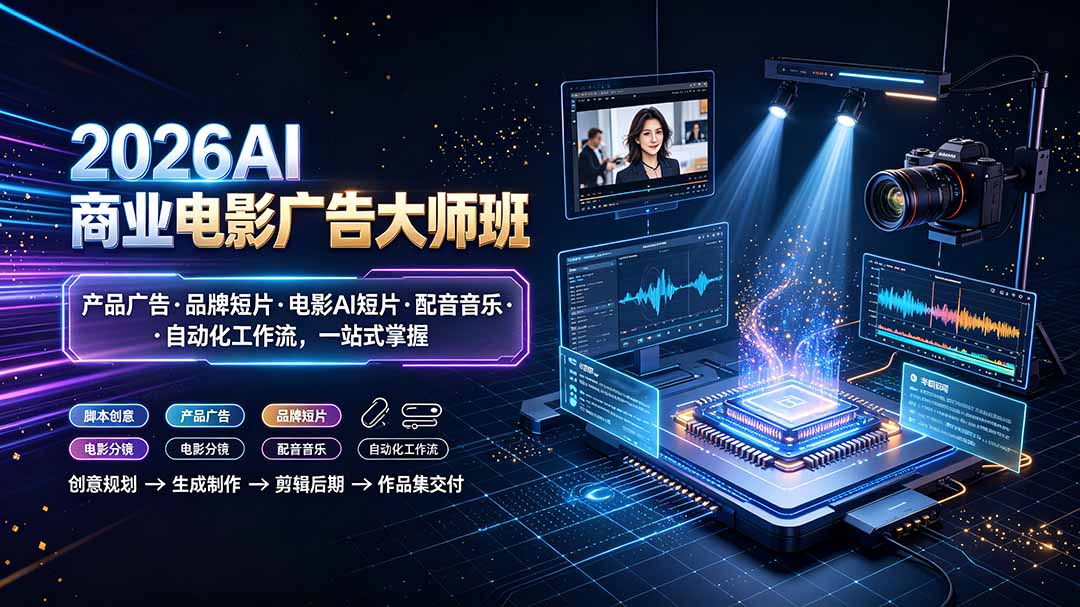 2026AI商业电影广告大师班：产品广告·品牌短片·电影AI短片·配音音乐·自动化工作流，一站式掌握-米壳知道—知识分享平台