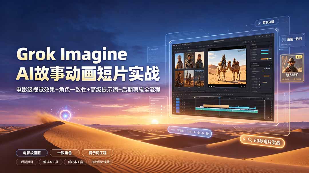 Grok Imagine AI故事动画短片实战:电影级视觉效果+角色一致性+高级提示词+后期剪辑全流程-米壳知道—知识分享平台