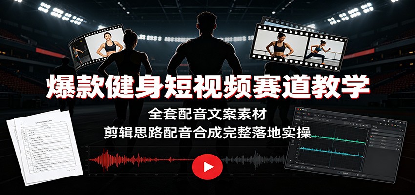 爆款健身短视频赛道教学：全套配音文案素材，剪辑思路配音合成完整落地实操-米壳知道—知识分享平台