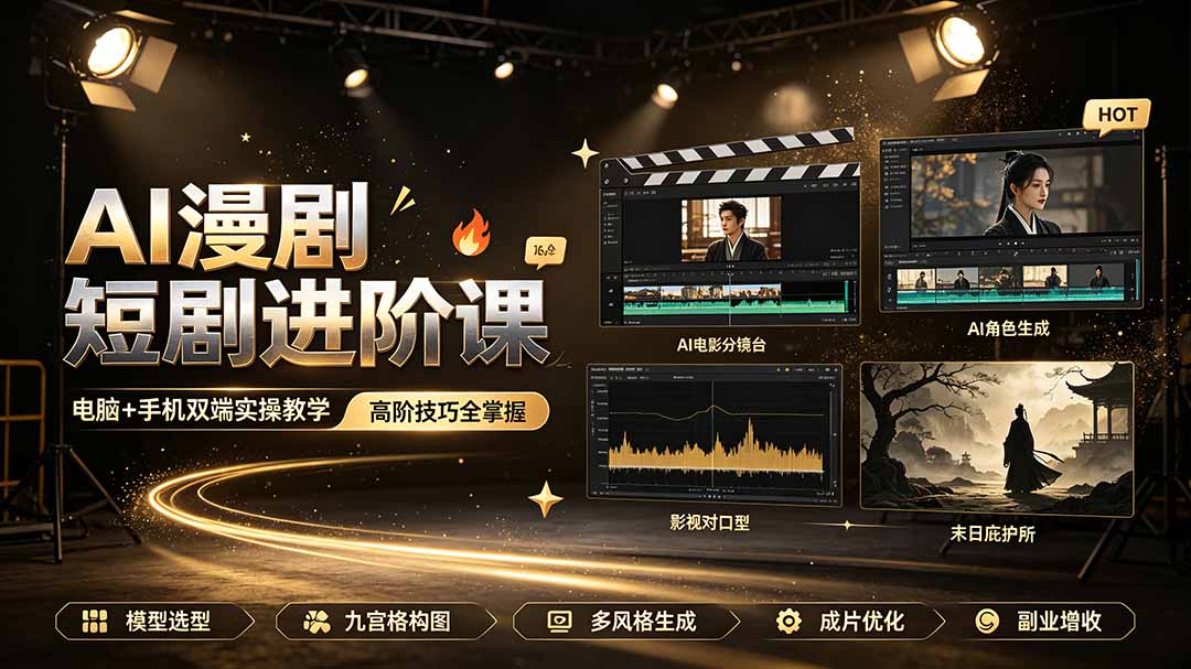 AI漫剧短剧进阶课|电脑+手机双端实操教学|影视剧对口型人物吃瓜×解压末日庇护所全程讲解,高阶技巧全掌握-米壳知道—知识分享平台