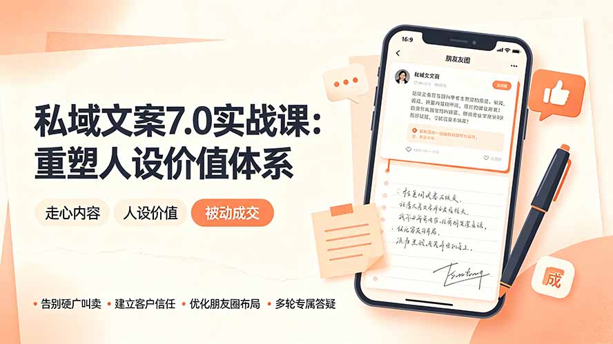 私域文案实战课7.0：重塑人设价值体系｜-告别硬广推销×走心内容×自我价值塑造，实现被动成交-米壳知道—知识分享平台