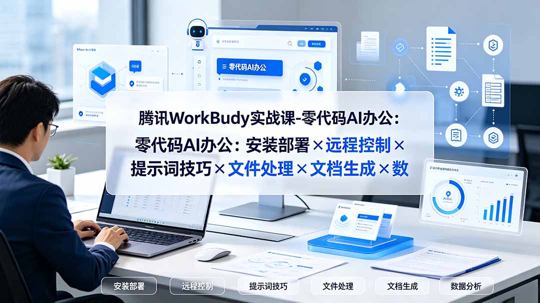 腾讯WorkBuddy实战课-零代码AI办公：安装部署×远程控制×提示词技巧×文件处理×文档生成×数据分析-米壳知道—知识分享平台