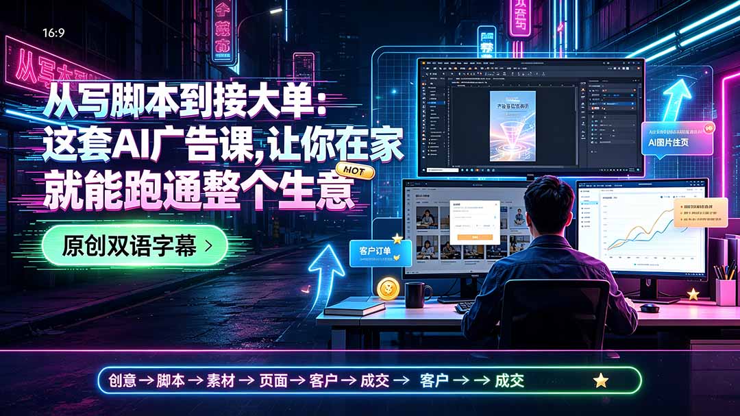 从写脚本到接大单：这套AI广告课，让你在家就能跑通整个生意【原创双语字幕】-米壳知道—知识分享平台
