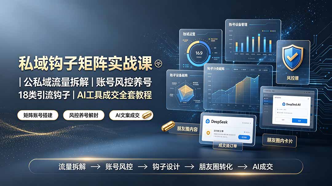 私域钩子矩阵实战课〓公私域流量拆解｜账号风控养号｜18类引流钩子｜AI工具成交全套教程-米壳知道—知识分享平台