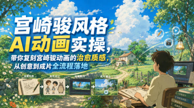 宫崎骏风格AI动画实操，带你复刻宫崎骏动画的治愈质感，从创意到成片全流程落地-米壳知道—知识分享平台