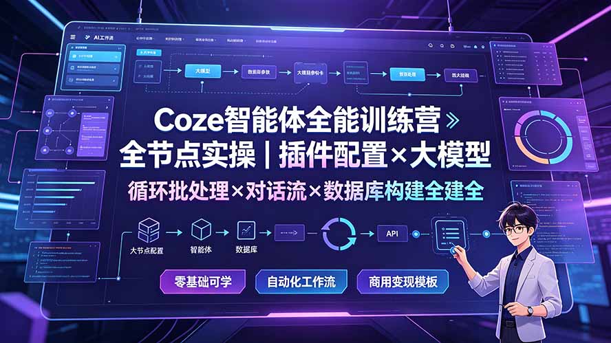 Coze智能体全能训练营：全节点实操｜插件配置×大模型×循环批处理×对话流×数据库构建全教学-米壳知道—知识分享平台