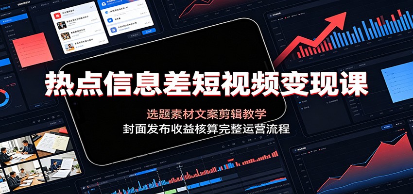 热点信息差短视频变现课：选题素材文案剪辑教学，封面发布收益核算完整运营流程-米壳知道—知识分享平台