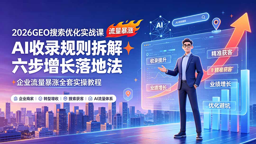 2026GEO搜索优化实战课：AI收录规则拆解｜六步增长落地法｜企业流量暴涨全套实操教程-米壳知道—知识分享平台