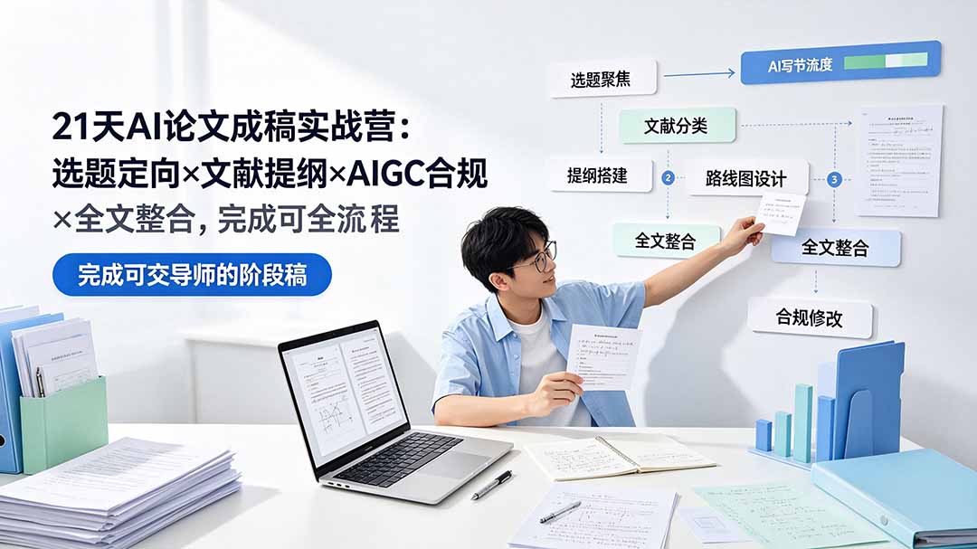 21天AI论文成稿实战营：选题定向×文献提纲×AIGC合规×全文整合，完成可交导师的阶段稿-米壳知道—知识分享平台