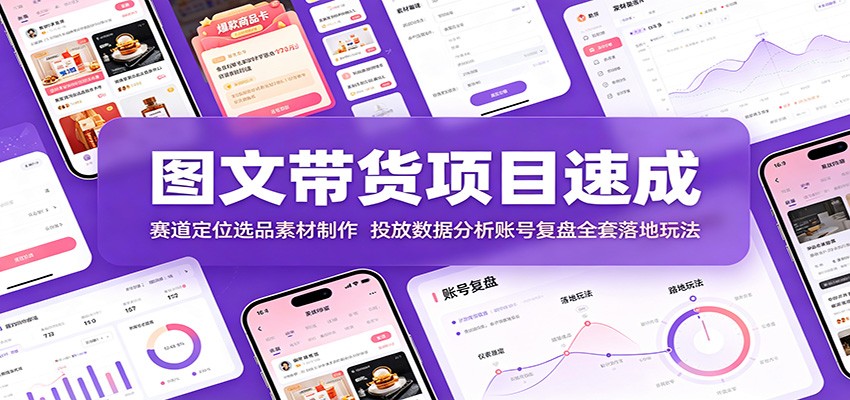 图文带货项目速成：赛道定位选品素材制作，投放数据分析账号复盘全套落地玩法-米壳知道—知识分享平台