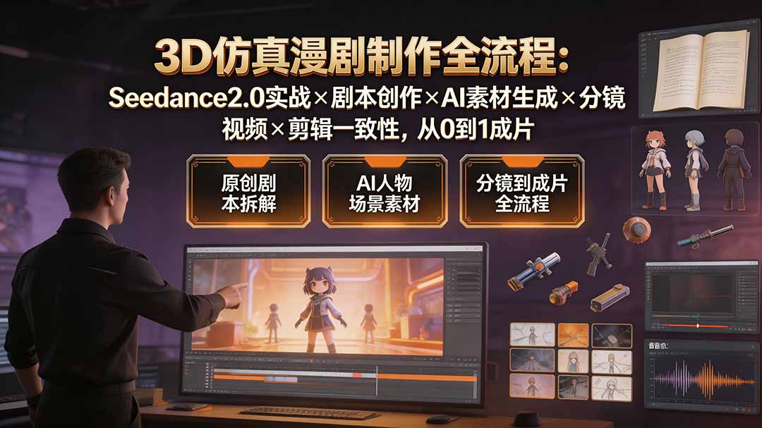 3D仿真漫剧制作全流程：Seedance2.0实战×剧本创作×AI素材生成×分镜视频×剪辑一致性，从0到1成片-米壳知道—知识分享平台