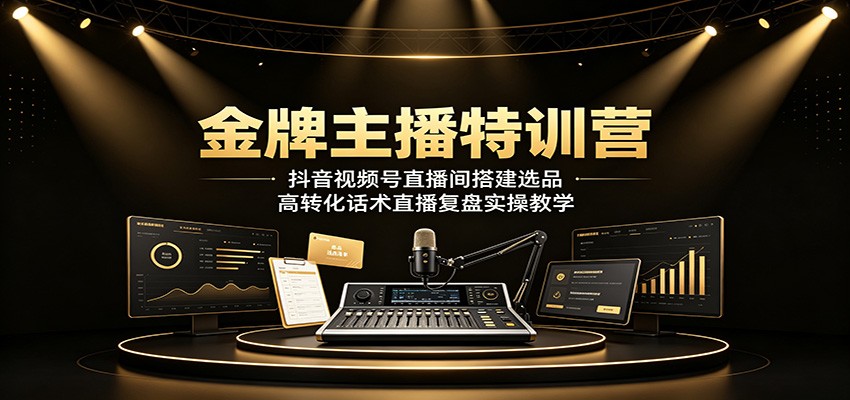 金牌主播特训营：抖音视频号直播间搭建选品，高转化话术直播复盘实操教学-米壳知道—知识分享平台