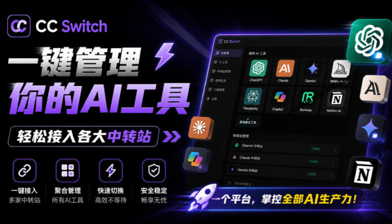 一键给Chatgpt、Codex、Claude接入地第三方中转站,CC Switch统一管理你的AI编程工具工作流-米壳知道—知识分享平台