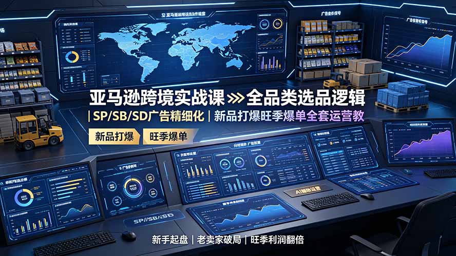 亚马逊跨境实战课：全品类选品逻辑｜SP/SB/SD广告精细化｜新品打爆旺季爆单全套运营教程-米壳知道—知识分享平台