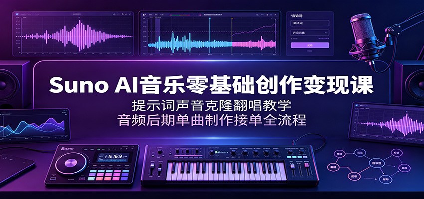 Suno AI音乐零基础创作变现课：提示词声音克隆翻唱教学，音频后期单曲制作接单全流程-米壳知道—知识分享平台