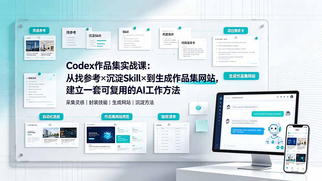 Codex作品集实战课：从找参考×沉淀Skill×到生成作品集网站，建立一套可复用的AI工作方法-米壳知道—知识分享平台