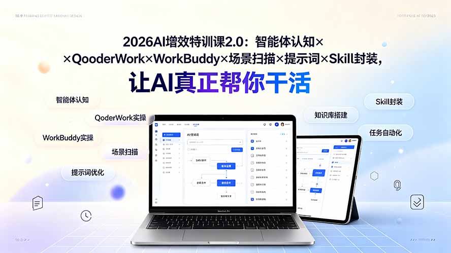 2026AI增效特训课2.0：智能体认知×QoderWork×WorkBuddy×场景扫描×提示词×Skill封装，让AI真正帮你干活-米壳知道—知识分享平台