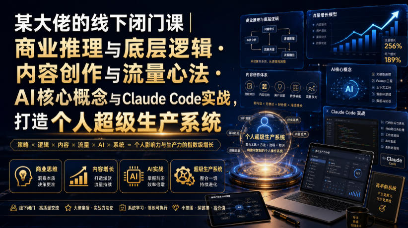 某大佬的线下闭门课｜商业推理与底层逻辑・内容创作与流量心法・AI核心概念与Claude Code实战，打造个人超级生产系统【录音+图片】-米壳知道—知识分享平台