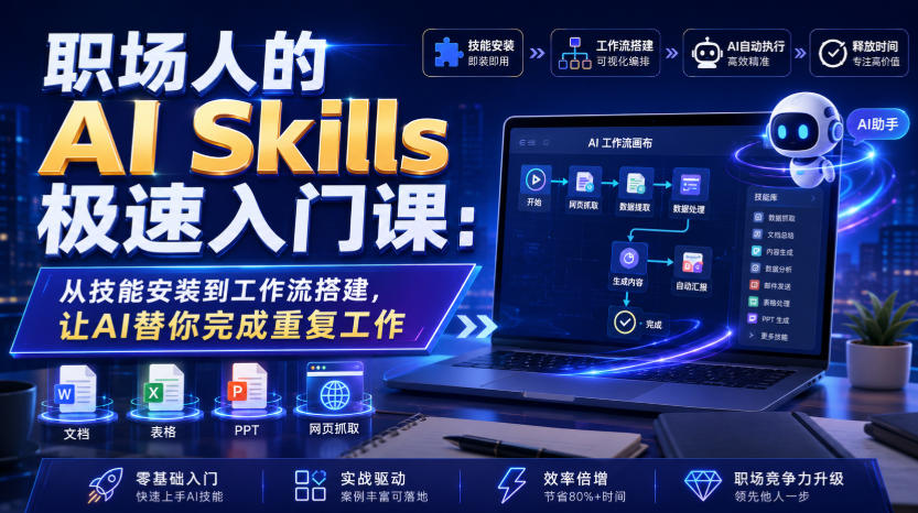职场人的AI Skills极速入门课：从技能安装到工作流搭建，让AI替你完成重复工作-米壳知道—知识分享平台