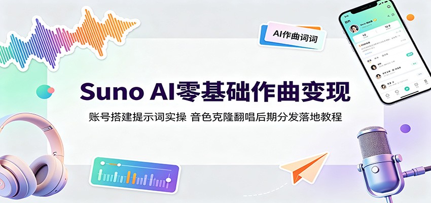 Suno AI零基础作曲变现：账号搭建提示词实操，音色克隆翻唱后期分发落地教程-米壳知道—知识分享平台
