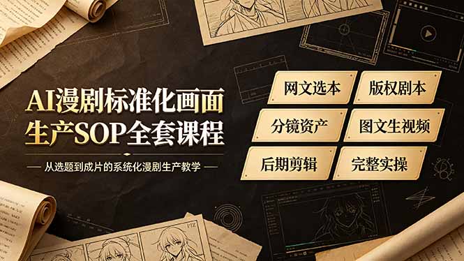 AI漫剧标准化画面生产SOP全套课程-更新，网文选本版权剧本分镜资产全覆盖，图文生视频后期剪辑完整实操教学-米壳知道—知识分享平台