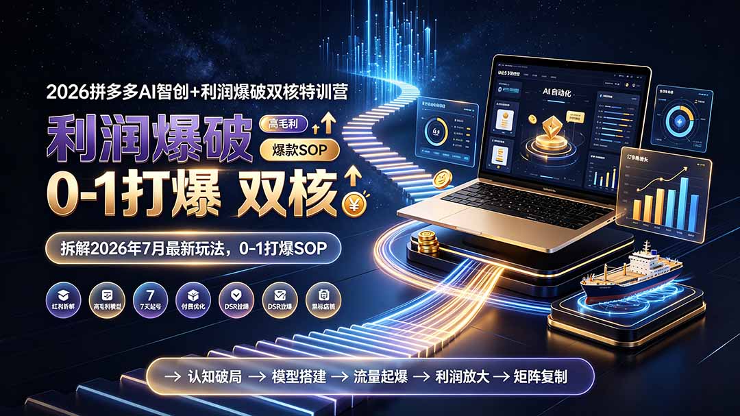 2026拼多多AI智创+利润爆破双核特训营-更新：拆解2026年7月最新玩法，0-1打爆SOP-米壳知道—知识分享平台
