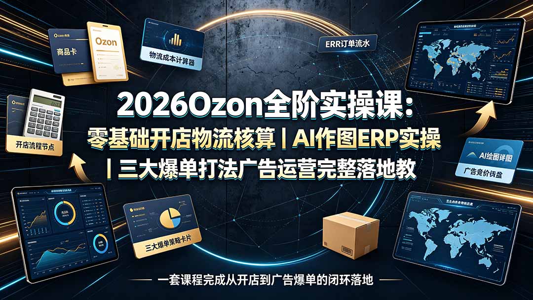 2026Ozon全阶实操课：零基础开店物流核算｜AI作图ERP实操｜三大爆单打法广告运营完整落地教程-米壳知道—知识分享平台