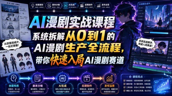 AI漫剧实战课程，系统拆解从0到1的AI漫剧生产全流程，带你快速入局AI漫剧赛道-米壳知道—知识分享平台