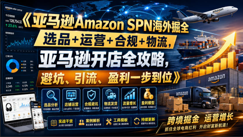 亚马逊Amazon SPN海外掘全，选品+运营+合规+物流，亚马逊开店全攻略，避坑、引流、盈利一步到位-米壳知道—知识分享平台